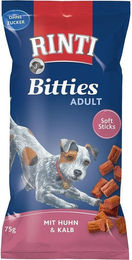 Produktbild von Rinti Bitties Belohnungssnack für Hunde Adult Huhn und Kalb getreidefrei und ohne Zucker 4x75g