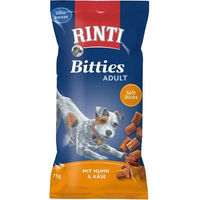 Produktbild von Rinti Bitties Belohnungssnack für Hunde Adult Huhn und Käse getreidefrei und ohne Zucker 4x75g