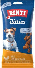 Produktbild von Rinti Bitties Belohnungssnack Hund Adult Huhn mit Käse Monoprotein ohne Zucker 6x75 g