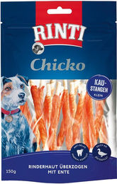 Rinti Chicko Hundekausnack Kaustangen klein Rinderhaut mit Ente und Rind 150g - 3 x 150 g – Bild 1 von 5