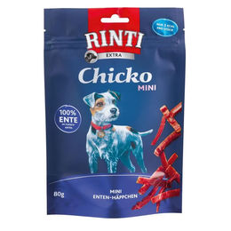 Rinti Chicko Mini Hundesnacks Ente Monoprotein Trockenfleisch 80 g - 12 x 80 g – Bild 1 von 5