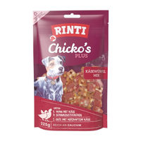 Produktbild von Rinti Chicko Plus Belohnungssnack Huhn und Ente mit Käsewürfelmix ohne Farb- und Aromastoffe 225 g