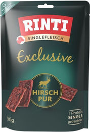 Produktbild von Rinti Exclusive Hirsch pur Trockenfleisch Snack für Hunde getreidefrei und hypoallergen 6x50 g