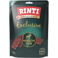 Produktbild von Rinti Exclusive Hirsch pur Trockenfleisch Snack für Hunde getreidefrei und hypoallergen 6x50 g