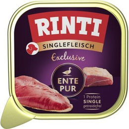 Produktbild von Rinti Exclusive Singlefleisch Nassfutter Hund Adult Ente Stückchen in Sauce Hypoallergen Getreidefrei Monoprotein 10x150 g