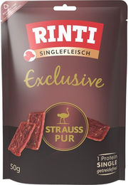 Produktbild von Rinti Exclusive Strauß Trockenfleisch Hundensnack getreidefrei monoprotein 12x50 g