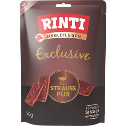 Produktbild von Rinti Exclusive Strauß Trockenfleisch Snack getreidefrei und monoprotein 6x50 g
