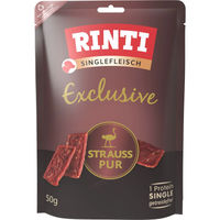 Produktbild von Rinti Exclusive Strauß Trockenfleisch Snack getreidefrei und monoprotein 6x50 g