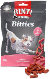 Produktbild von Rinti Extra Bitties Belohnungssnack Geflügel mit Karotten und Spinat hoher Fleischanteil 12x100g
