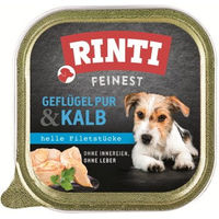 Produktbild von Rinti Feinest Adult Hundefutter Geflügel und Kalb Stückchen in Sauce ohne Soja und Farbstoffe 22x150 g - 22 x 150 g