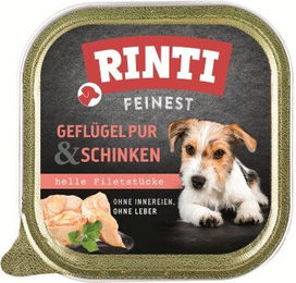 Produktbild von Rinti Feinest Adult Hundefutter Geflügel und Schinken getreidefrei 22x150 g - 22 x 150 g