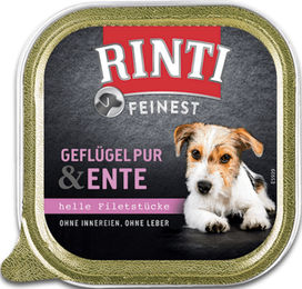 Rinti Feinest Hundefutter Geflügel Pur und Ente Filets in Sauce Getreidefrei Light Adult 11x150g - 11 x 150 g – Bild 1 von 5