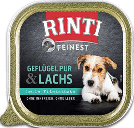 Rinti Feinest Hundefutter Geflügel Pur und Lachs Filets in Sauce 11 x 150 g getreidefrei - 11 x 150 g – Bild 1 von 6
