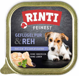 Produktbild von Rinti Feinest Hundefutter Geflügel und Reh Sensitive Adult 11x150g