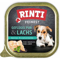 Produktbild von Rinti Feinest Hundefutter Senior Geflügel pur und Lachs Light zur Gewichtskontrolle 22x150g