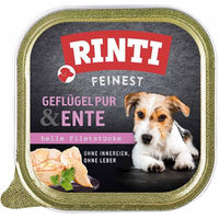Produktbild von Rinti Feinest Sensitive Hundefutter Geflügel pur und Ente Stückchen in Sauce Adult 11x150g
