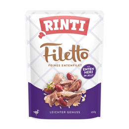 Rinti Filetto Hund Hundefutter Ente mit Entenherz in Gelee 24 x 100 g Monoprotein - 24 x 100 g – Bild 1 von 4