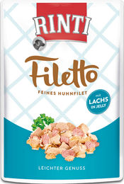 Rinti Filetto Hundefutter Huhn und Lachs in Gelee 24 x 100 g Monoprotein ohne Konservierungsstoffe - 24 x 100 g – Bild 1 von 5