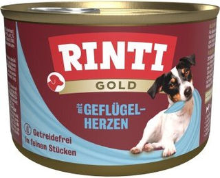 Produktbild von Rinti Gold Adult Hundefutter Geflügelherzen Stückchen in Sauce ohne Farb- und Aromastoffe 12x185 g - 12 x 185 g