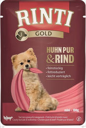 Rinti Gold Hundefutter Adult Huhn und Rind Stückchen in Sauce für kleine Rassen 10 x 100 g - 10 x 100 g – Bild 1 von 4