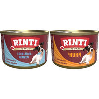 Produktbild von Rinti Gold Hundefutter Adult Mixpaket Geflügelherzen und Huhn 24x185g - 24 x 185 g