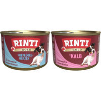 Produktbild von Rinti Gold Hundefutter Adult Mixpaket Geflügelherzen und Kalb 24x185g - 24 x 185 g