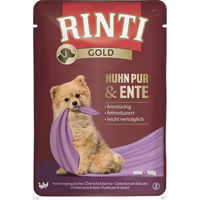 Produktbild von Rinti Gold Hundefutter Huhn und Ente Stückchen in Sauce Adult 10 x 100 g - 10 x 100 g