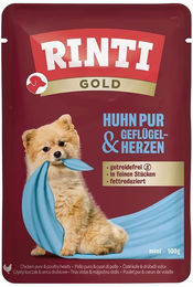 Produktbild von Rinti Gold Hundefutter Huhn und Geflügelherzen mit hohem Fleischanteil 10x100g