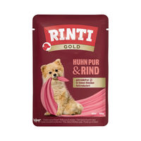 Produktbild von Rinti Gold Hundefutter Huhn und Rind mit hohem Fleischanteil 10x100g