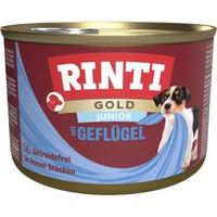 Produktbild von Rinti Gold Junior Hundefutter Geflügel mit Rind Stückchen in Sauce ohne Farb- und Aromastoffe 24x185 g - 24 x 185 g