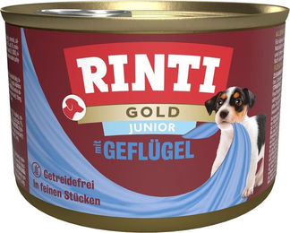 Rinti Gold Junior Hundefutter Geflügelstückchen in Sauce 12 x 185 g getreidefrei - 12 x 185 g – Bild 1 von 6