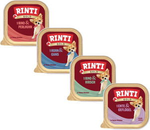 Produktbild von Rinti Gold Mini Hundefutter feine Stückchen Mix 4 Sorten 48x100g
