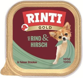 Produktbild von Rinti Gold Mini Hundefutter Hirsch und Rind mit hohem Fleischanteil 16x100 g - 16 x 100 g