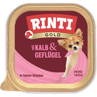 Produktbild von Rinti Gold Mini Hundefutter Kalb und Geflügel Adult 16 x 100 g Schalen mit hohem Fleischanteil ohne Konservierungsstoffe - 16 x 100 g