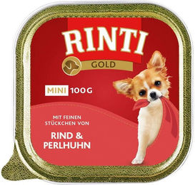 Rinti Gold Mini Hundefutter Nassfutter Rind und Geflügel Stückchen in Sauce 16 x 100 g - 16 x 100 g – Bild 1 von 6