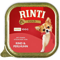 Produktbild von Rinti Gold Mini Hundefutter Nassfutter Rind und Geflügel Stückchen in Sauce 16 x 100 g - 16 x 100 g