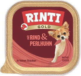 Produktbild von Rinti Gold Mini Hundefutter Rind und Perlhuhn mit hohem Fleischanteil 16x100 g - 16 x 100 g