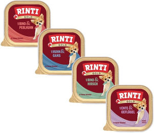 Produktbild von Rinti Gold Mini Hundefutter Stückchen in Sauce 4 Sorten 64x100g