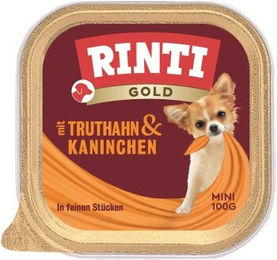Produktbild von Rinti Gold Mini Hundefutter Truthahn und Kaninchen mit hohem Fleischanteil 16x100 g - 16 x 100 g