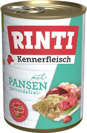 Produktbild von Rinti Hundefutter Kennerfleisch mit Pansen Rind Stückchen in Sauce 24x400g