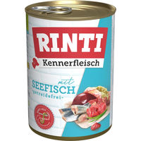 Produktbild von Rinti Hundefutter Kennerfleisch mit Seefisch Stückchen in Sauce 12x400g
