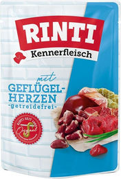 Rinti Hundefutter Kennerfleisch Rind mit Geflügelherzen Stückchen in Sauce Adult 10x400g – Bild 1 von 2