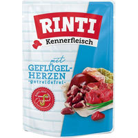 Produktbild von Rinti Hundefutter Kennerfleisch Rind mit Geflügelherzen Stückchen in Sauce Adult 10x400g