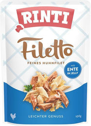 Produktbild von Rinti Hundefutter Stückchen in Gelee Huhn und Ente 24x100g