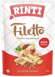 Produktbild von Rinti Hundefutter Stückchen in Gelee Huhn und Rind Adult 24x100g
