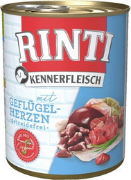 Rinti Kennerfleisch Geflügelherzen Hundefutter Adult Getreidefrei mit hohem Fleischanteil 400 g - 24 x 400 g – Bild 1 von 9