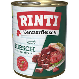 Produktbild von Rinti Kennerfleisch Hund Hirsch mit hohem Fleischanteil 12x800g