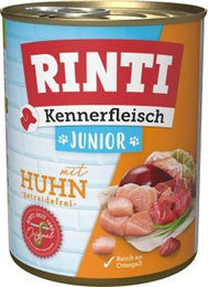 Produktbild von Rinti Kennerfleisch Hund Nassfutter Junior Huhn Stückchen in Sauce getreidefrei 24x800 g - 24 x 800 g