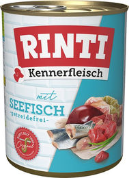 Produktbild von Rinti Kennerfleisch Hund Nassfutter Seefisch Stückchen in Sauce getreidefrei ohne Zucker hoher Fleischanteil 24 x 800g - 24 x 800 g