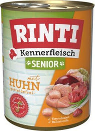 Produktbild von Rinti Kennerfleisch Hund Nassfutter Senior Huhn Stückchen in Sauce 12x800 g Dose - 12 x 800 g